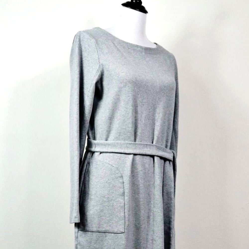 J Jill Pure Jill Size M Belted Jersey Knit Maxi Dress Heather Gray - Picture 7 of 12